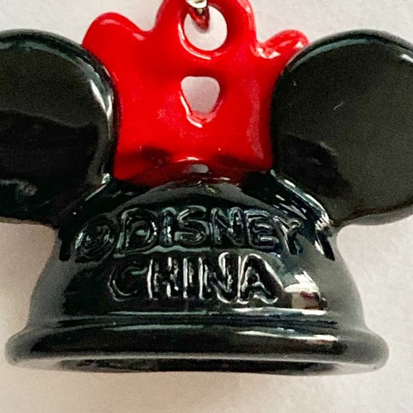 Vintage Minnie Mouse Hat Charm Bow Polka Dots Red Black Clip Zipper Pull Purse - Picture 6 of 11